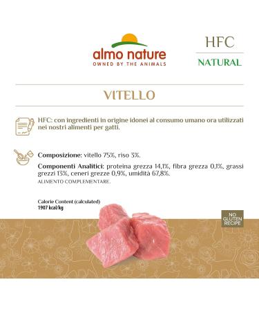 Almo Nature HFC Natural Wet Cat Food - Veal 24-Pack (70g x 24) | Premium Grain-Free Cat Nutrition | International Shipping - Buy Online on GoSupps.com