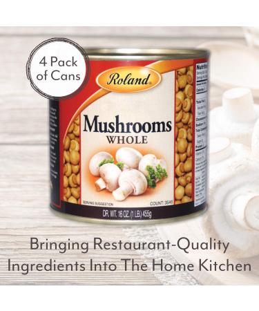 Roland Foods Whole Medium and Large Button Mushrooms  Specialty Imported Food  16 Ounce (4 Pack) - Buy Online on GoSupps.com