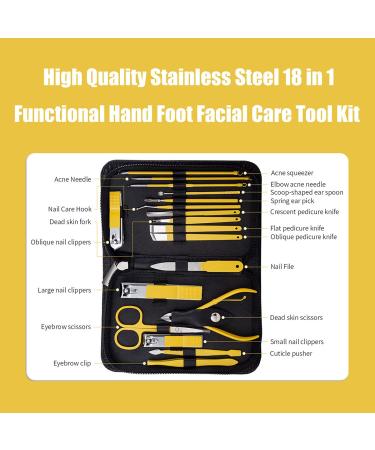 Professional Lemon Yellow Manicure Set from Germany - Stainless Steel Nail Clippers and Pedicure Kit in Luxurious Travel Case for Men and Women - Perfect Gift - Buy Online on GoSupps.com