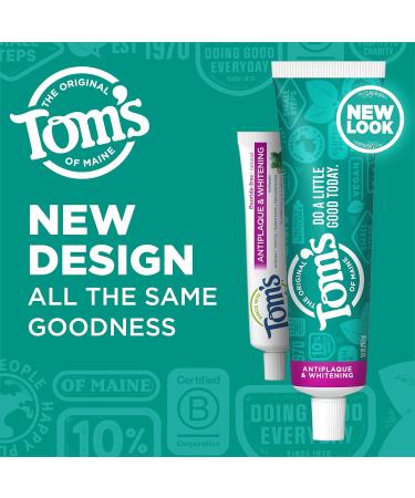 Tom's of Maine Fluoride-Free Antiplaque & Whitening Toothpaste, Peppermint 5.5 oz - Buy Online on GoSupps.com
