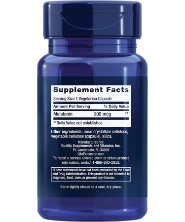 Life Extension Melatonin 300 mcg - 100 Vegetarian Capsules for Sleep Support - Buy Online on GoSupps.com