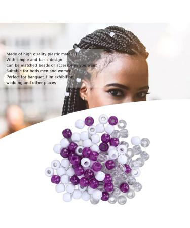 100 Transparent Hair Pearls & Plastic Clips - DIY Jewelry Set for Men Women & Girls - Ideal for Hair Braids & Bracelets (White Purple Transparent) - Buy Online on GoSupps.com