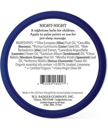 Badger Night Night Balm - Chamomile & Lavender Organic Sleep Balm for Kids - 2 oz - Buy Online on GoSupps.com