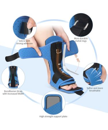 Plantar Fasciitis Night Splint | Upgraded Dorsal Brace with Arch Support for Men & Women - Effective Relief for Heel Pain Achilles Tendonitis & Foot Drop - Black-Blue - Buy Online on GoSupps.com