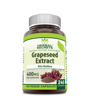 Herbal Secrets Grapeseed Extract 400 mg Veggie Capsules Supplement | Non-GMO | Gluten Free (240 Count)
