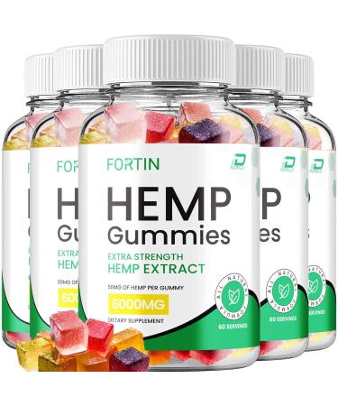 Fortin Gummies - Fortin Hemp Gummies Fortin Official Formula Hemp Gummies - Natural Hemp Oil Advanced Formulation Fortin Hemp Gummies Reviews (5 Pack - 300 Gummies)