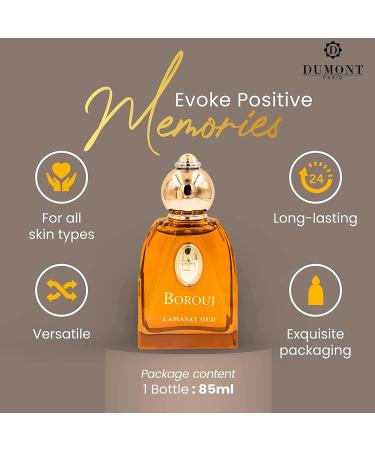 Dumont BOROUJ LAMASAT OUD - 85ml Travel Size - Arabic Inspired Unisex Perfume for Men & Women - Musky Woody & Oriental Fragrance - Long Lasting Cologne Mist & Body Spray - for Him & Her - Buy Online on GoSupps.com