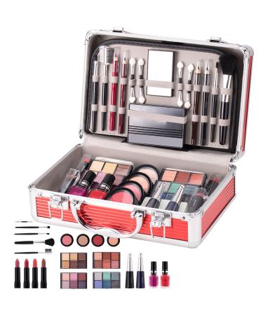 G n rique Makeup Set Multi-Functional Makeup Case Eyeshadow Kit Blush Palette Eyebrow Pencil Lipstick Set Nail Polish Brush For Women Travel & Parties