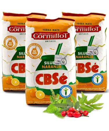 Yerba Mate Tea CBS Silueta Orange 1.5 kg (0.5 kg x 3) from Argentina | Detox and Energy Drink