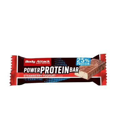 Body attack protein bar - Strawberry yoghurt - 24 x 35 g - Fitness protein bar fat low - protein bar with important vitamins L -carnitine & 25% high quality milk protein - made in germany strawberry yoghurt 1 piece (1 Pack)