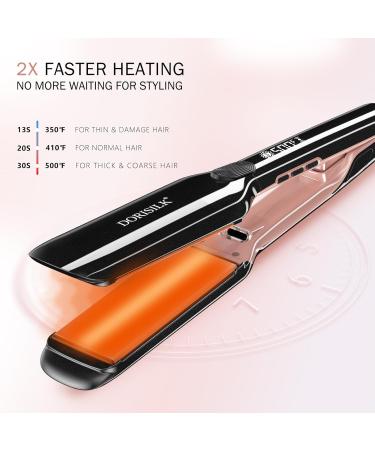 DORISILK 500 F High Temp Hair Straightener & Curler - Ceramic Wide Flat Iron | Frizz-Free Shiny Results - Shop Internationally - Buy Online on GoSupps.com