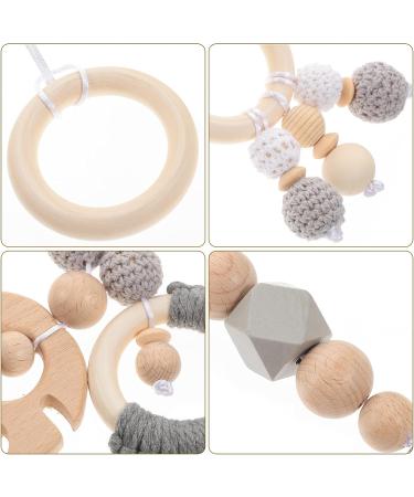 Toddmomy 4Pcs Wooden Baby Crib Hanging Teething Toys - Grey - Buy Online on GoSupps.com