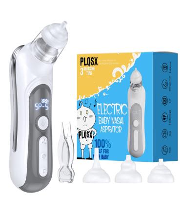 Electric Nasal Aspirator for Baby  Baby Nose Sucker for Toddlers - Rechargeable  with 3 Silicone Heads  5-Gear Adjustable Suction  Booger Sucker for Babies with Music and Light Soothing Function