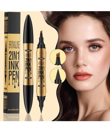  JRYGAC Eyebrow pencil 2-in-1 eyeliner pencil eyebrow makeup waterproof eyebrow pencil 3D waterproof microblading eyebrow pen (Black) - Buy Online on GoSupps.com