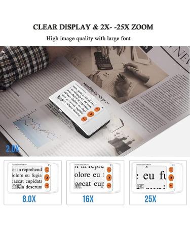 Portable Digital Magnifier Electronic Video Magnifier Reading Aids with Foldable Handle 3.5 Inch Digital Magnifier 2x-25x Zoom for Reading Small Font & Low Vision Seniors (Black) - Buy Online on GoSupps.com