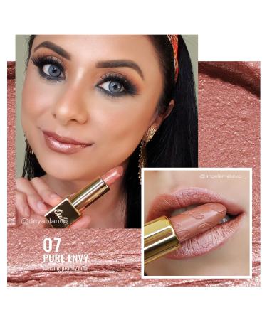 Oulac Metallic Gloss Lipstick - Long-Lasting Moisturizing Vegan - (07) Pure Envy Metallic Peachy Nude - 4.3g - International Shipping Available - Buy Online on GoSupps.com