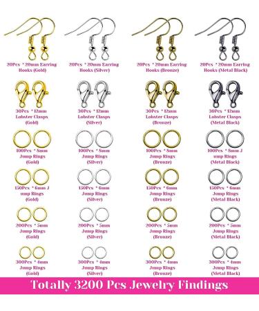 Paxcoo 3200Pcs Jewelry Repair Kit - Jump Rings, Clasps, Earring Hooks for Making Supplies and Findings - Necklace Bracelets Repair - Buy Online on GoSupps.com