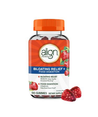 Align Probiotic Bloating Relief + Food Digestion Probiotics for Women and Men Probiotic Helps Soothe Occasional Bloating* With Vitamin B12 to Help Break Down Food into Cellular Energy* 60 Gummies 60 Count (Pack of 1)