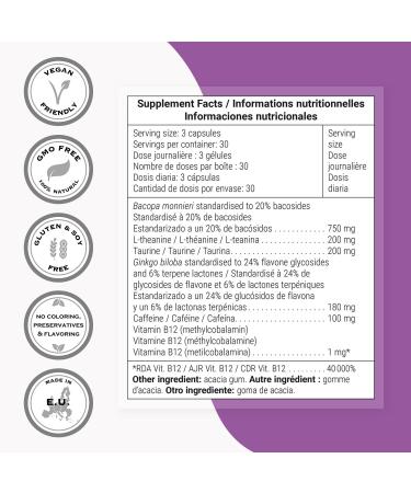 Supersmart - Smart Pills (Advanced Formula) - with Bacopa Monnieri Ginkgo Biloba Caffeine L-Theanine - Super Nootropic Supplement | Non-GMO & Gluten Free - 60 Vegetarian Capsules - Buy Online on GoSupps.com