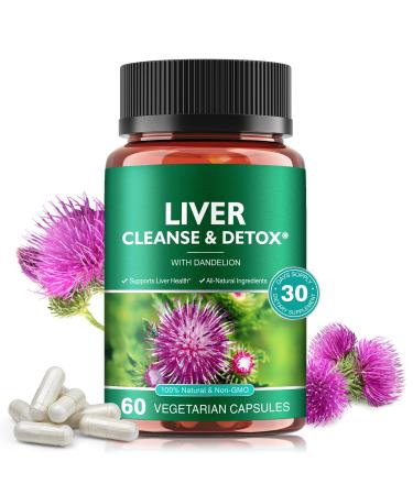 Liver Support Supplement Liver Health Liver Cleanse Liver Support Herbal Liver Support Supplement For Eliminates Waste and Cleansing Vegan Non-GMO 60 Capsules