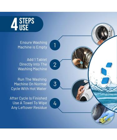 Washing Machine Cleaner Descaler Tablets - Eco-Friendly Deep Cleaning (24 Tablets 1 Year Supply) for HE Front & Top Loaders - Odor & Grime Eliminator - Buy Online on GoSupps.com