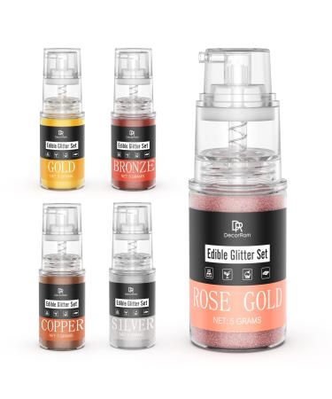 Paillettes Comestibles - 5 Couleurs Paillette Alimentaire dans Flacon Pulv risateur Poudre de Poussi re Comestibles M tallique pour la D coration de G teaux Boissons Fondants Chocolats - 5g Chacun