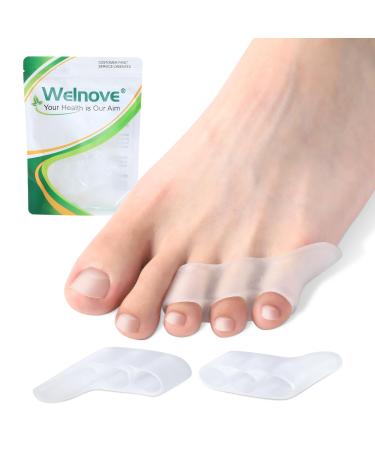 Welnove Gel Pinky Toe Separators - 8 Pack Pinky Toe Spacers Bunion Cushions Pads for Women&Men Silicone Little Toe Protectors for Preventing Rubbing & Relieve Pressure(Clear)