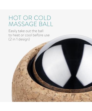 Navaris Massage Ball with Cork Bracket - Versatile Hot & Cold Fascia Roller for Back and Neck Relief - Buy Online on GoSupps.com