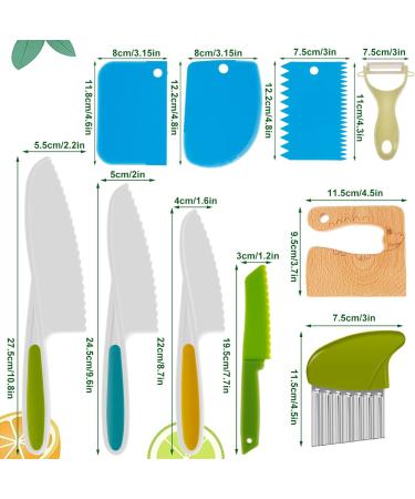 Abizarch 10Pcs Kids Cooking Cutter Set Safe Reusable Plastic Toddler Kitchen Cutter Set with Wooden Cutter Serrated Cutter Potato Cutter Peeler for Cutting Fruit Vegetable Dessert ZHAZHAMO(green) - Buy Online on GoSupps.com