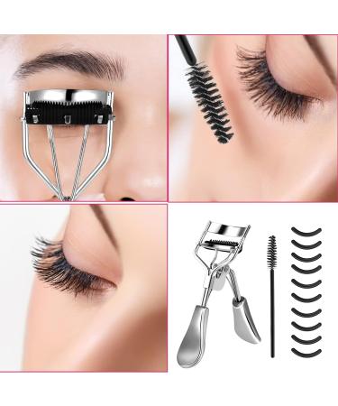 Buy Wllhyf Professional Eyelash Pliers Kit - Metal Makeup Tool with Built-in Comb & 10 Replacement Pads for Dramatically Curved Eyelashes (Silver) - International Shipping Available - Buy Online on GoSupps.com