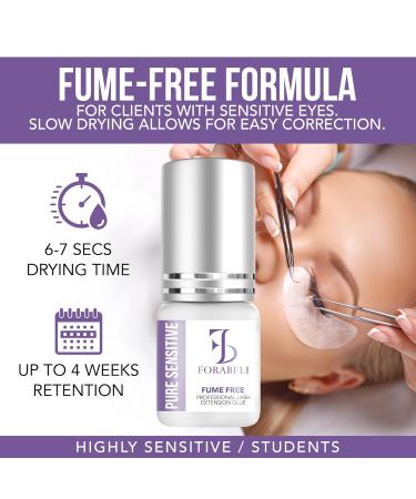 Pure Sensitive Eyelash Extension Glue 5ml - Forabeli | No Fume, No Irritation | Professional Grade, 7-8 Sec Drying Time, 3-4 Weeks Retention | Black Lash Adhesive for Beginners - Buy Online on GoSupps.com