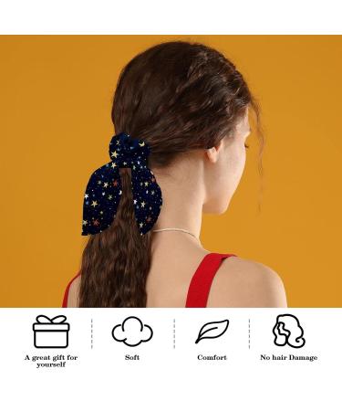 6 Pack Adorable Bow Scrunchies for Thick Hair - Geometry Blue Hair Rings Band Bows Bunny Ears Bowknot Hair Ties - Multi-colored - Buy Online on GoSupps.com