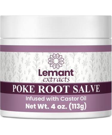 Lemant Organic Poke Root and Castor Oil Salve (4 oz) - Herbal Poke Root Salve infused with Castor Oil Calendula Plantain Red Clover Boswellia Shea Butter and Lavender
