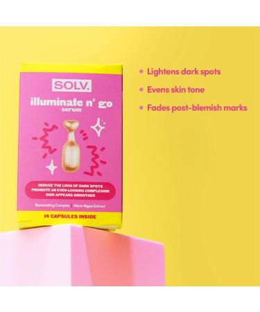 SOLV. Illuminate n' go Serum - 28 Capsules. Reduce the look of dark spots Promote an even-looking complexion Skin appears smoother - Buy Online on GoSupps.com