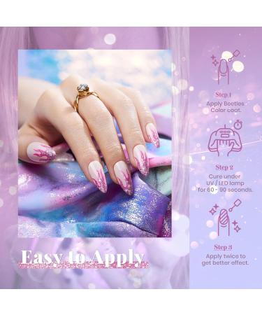 Beetles Pink Glitter Reflective Gel Nail Polish 15ML - Salon Quality, Soak Off, DIY Manicure - R-Sparkle Pink - Buy Online on GoSupps.com