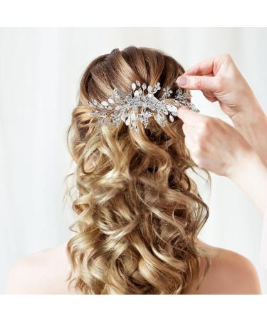 Beaupretty Rhinestone Tuck Comb Gem Side Combs French Side Comb Leaf Bridal Headpieces Bridal Hair Pins Pearl Bridal Hair Accessories Weeding Bride Hair Accessories Bridal Hair Comb Metal - Buy Online on GoSupps.com