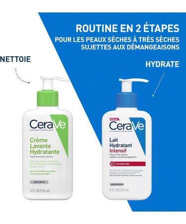 CeraVe Lait Hydratant Intensif Corps et Visage - Peaux Tr s S ches Avec D mangeaisons - 72H d Hydratation - Beurre de Karit + 3 C ramides + Hydro-Urea Boost - Sans Parfum Non Com dog ne - 236ml - Buy Online on GoSupps.com