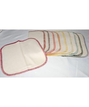 Organic Flannel Washable Baby Wipes - Set of 10 Earthtone Assortment | 1 Ply, 8x8 Inches - Buy Online on GoSupps.com