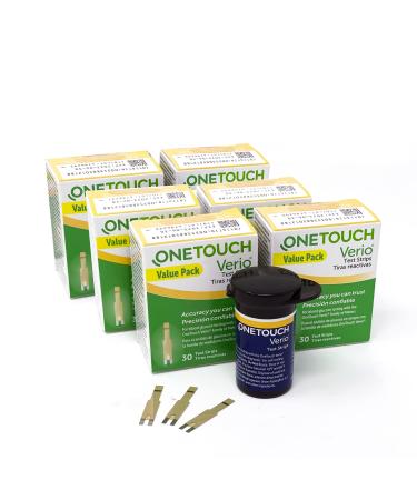 OneTouch Verio Test Strips for Diabetes Value Pack | Diabetic Test Strips for Blood Sugar Monitor | at Home Self Glucose Testing | 6 Packs, 30 Test Strips Per Pack - Buy Online on GoSupps.com