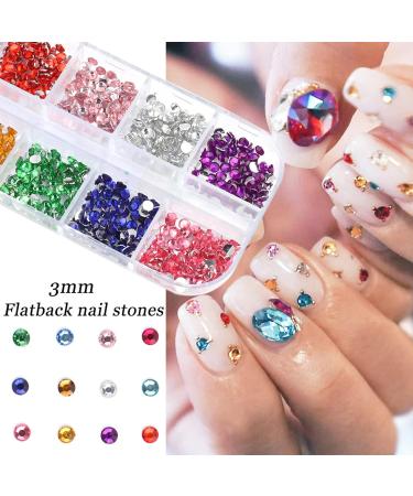 FEIlei 12 Grids 3D Nail Jewelry Nail Art Studs Shiny Diamond Crystal Gems Rhinestones - Buy Online on GoSupps.com
