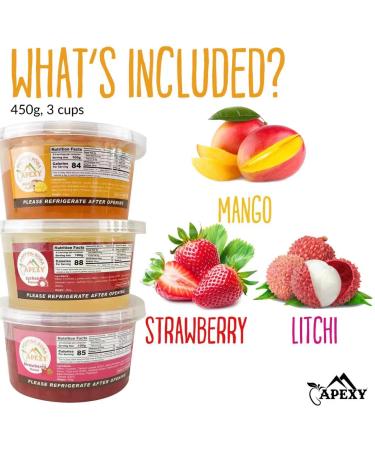 Bursting Popping Boba Pearls 450g Variety Pack - Strawberry, Mango, Lychee Flavors for Drinks & Desserts - Ideal Party Kit - Yummy Fruity Toppings - Buy Online on GoSupps.com
