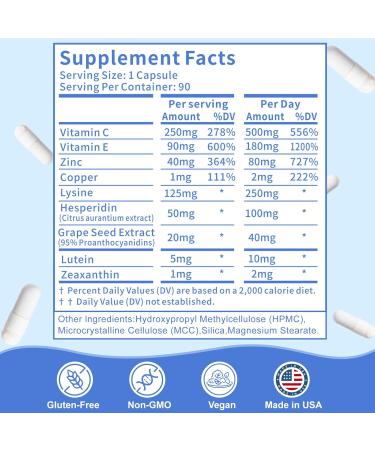 Zhizaiql Eye Vitamin with Lutein and Zeaxanthin for Vitreous Clarity Supports Clear Vision Reduce Squiggly Lines Dry Eyes Screen Fatigue and Degeneration 90 Vegan Capsules - Buy Online on GoSupps.com