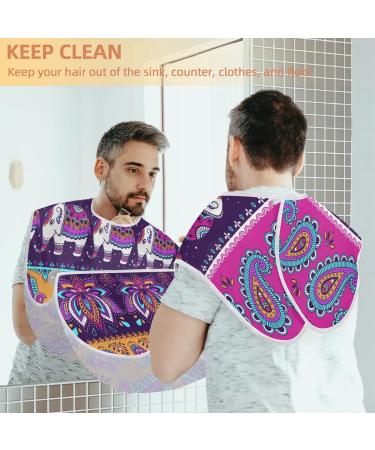 Beard Bib Apron for Men - Non-Stick Waterproof Hair Catcher & Grooming Cloth with Elephants Mandalas - Buy Online on GoSupps.com