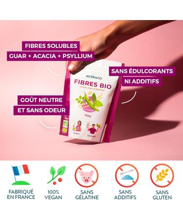 NUTRI & CO Organic Fibers - 100% Natural Laxative Relieves Constipation - Balance Intestinal Flora - Transit Detox Colon - Recipe eBook - 150g of Vegetable Powder - Made in France - Buy Online on GoSupps.com