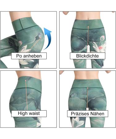 HAPYWER High Waist Yoga Leggings for Women - Tummy Control Gym & Sport Compression Pants in Lotos Green for Running & Workout - Buy Online on GoSupps.com