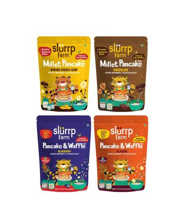 Slurrp Farm Healthy Pancake Lovers Combo | Blueberry, Classic, Chocolate & Banana | No White Flour, Wheat & Preservative | Made with Millets | 21.16 Oz