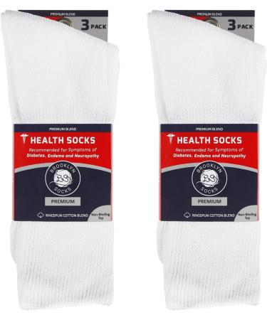 Premium Cotton Loose Top Diabetic Neuropathy Crew Socks (White, Medium) - 6 Pairs - Buy Online on GoSupps.com
