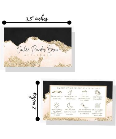 Ombre Powder Brow Aftercare Cards 50 Pack | Brow Artist Supplies for Clients | Snatched Brows - Black Pink Gold Design | 2x3.5 inch Business Card Size - Buy Online on GoSupps.com