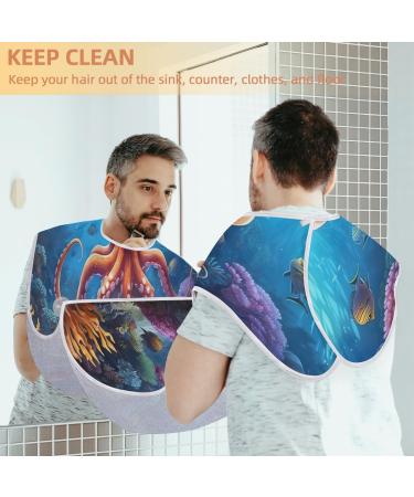 Ocean Big Octopus Beard Bib Apron | Beard Hair Catcher for Men | Perfect Father's Day & Christmas Gift for Dad & Husband | 2 Suction Cups - Buy Online on GoSupps.com