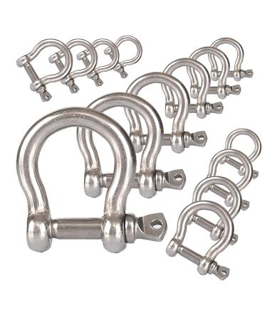 20PCS 1/4 Inch Screw Pin Anchor Shackle,M6 Heavy Duty Stainless Steel Chain Shackle for Wirerope Lifting Paracord Outdoor Camping Survival Rope Bracelets,Sliver
